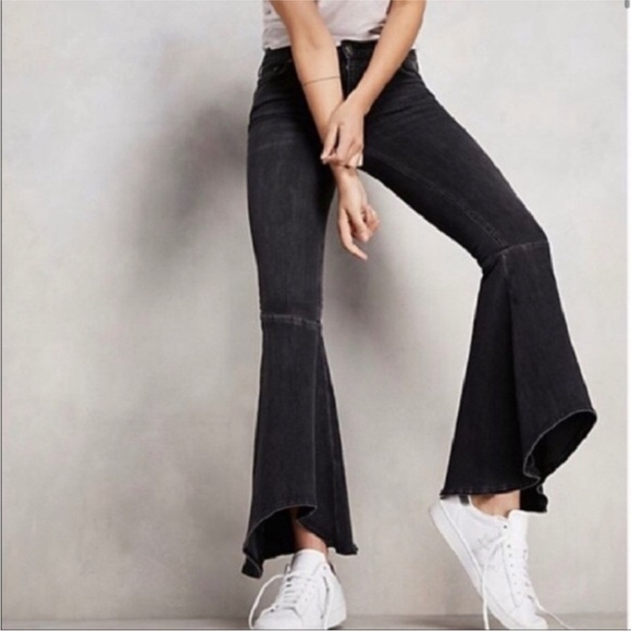 Free People Hippie Hi-Lo Bell Bottom Flare Jeans Blue Size 25 - Picture 1 of 13